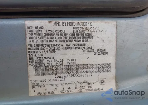 2002 Mercury Grand Marquis Ls from USA, damaged, VIN 2MEFM75W72X645557